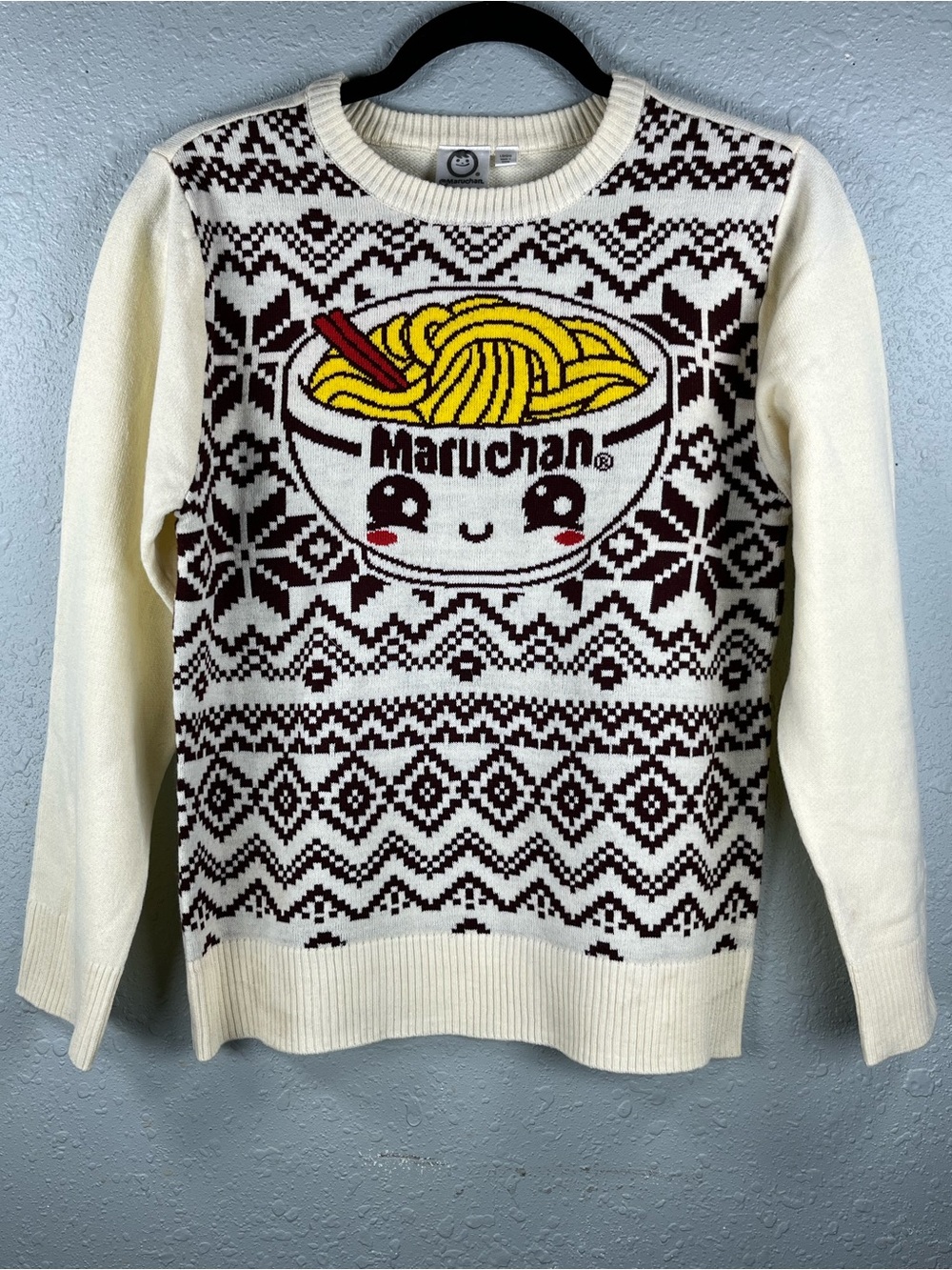 Maruchan Kawaii Ramen Bowl Fair Isle Youth Sweater LG